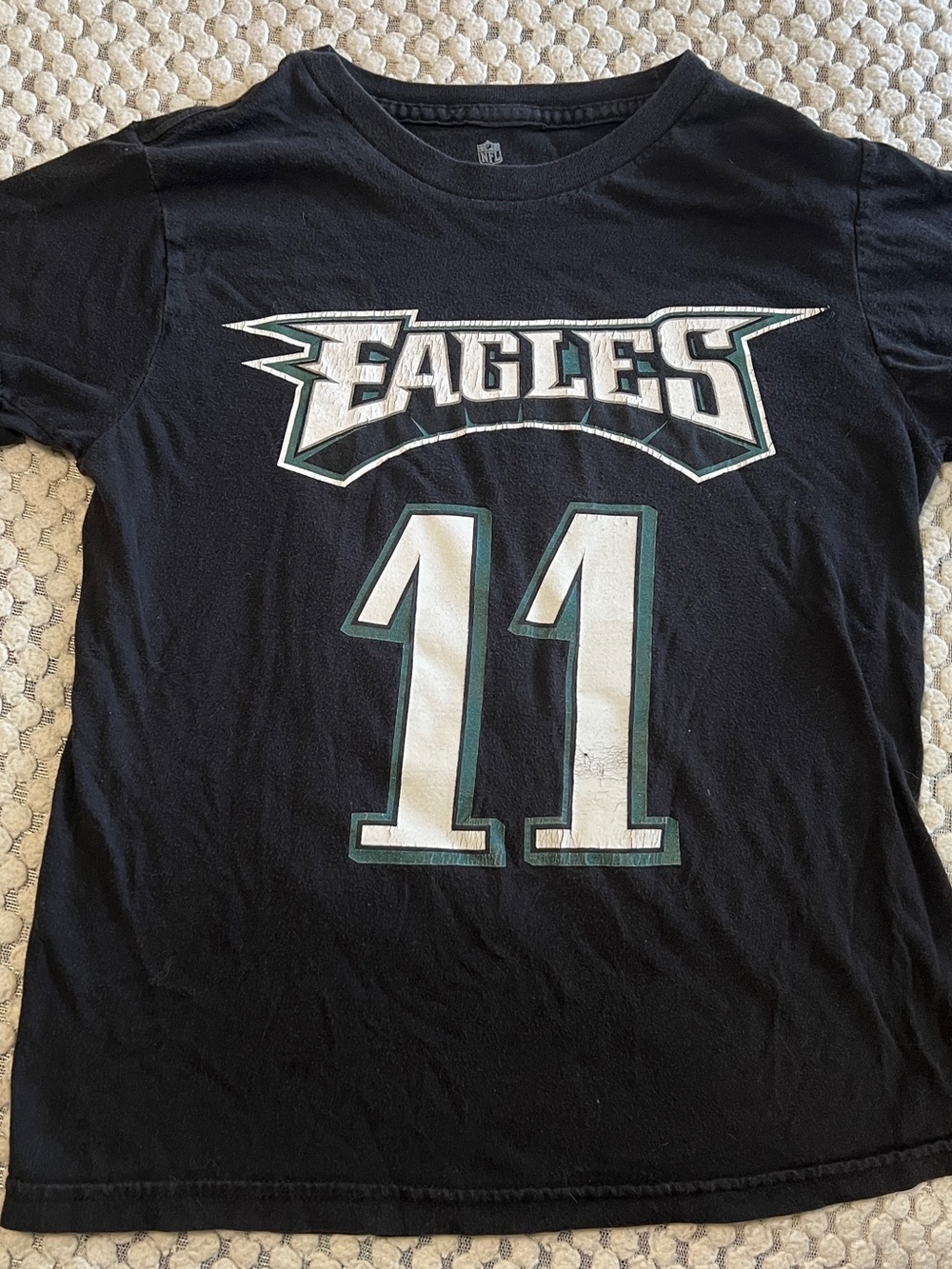 NFL Black Kids Eagles Number 11 Tee with White and Green Accents